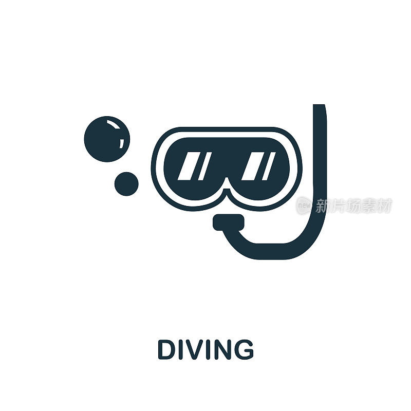 潜水图标。来自假期收藏的简单插图。创意潜水图标为网页设计，模板，信息图和更多