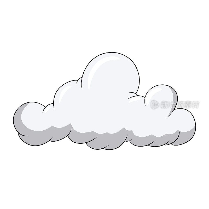 美丽的卡通风格的轻积云，大云层在天空，矢量