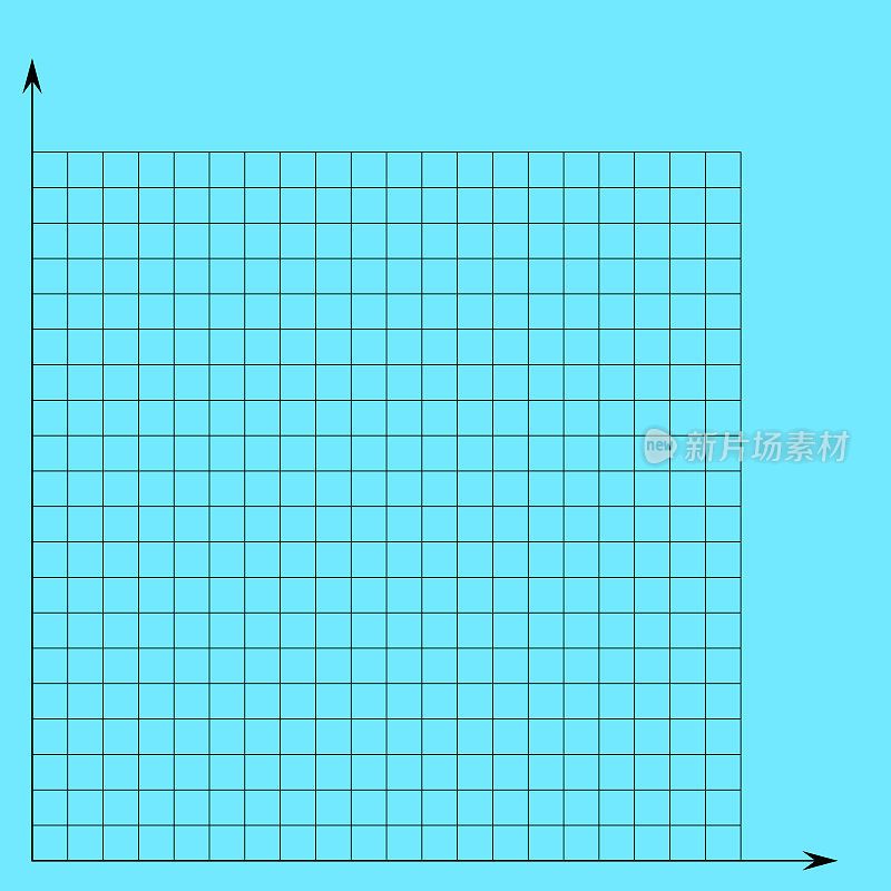 方格纸。数学图形。有x轴和y轴的笛卡尔坐标系。方形背景和彩色线条。几何图案为学校，教育。在透明背景上衬空白