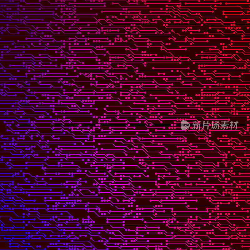 全框紫红色电路板电子背景图案。