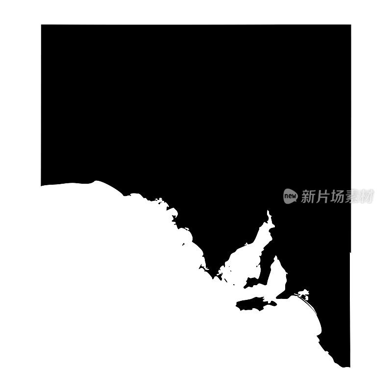 南澳大利亚地图，澳大利亚州。矢量插图。