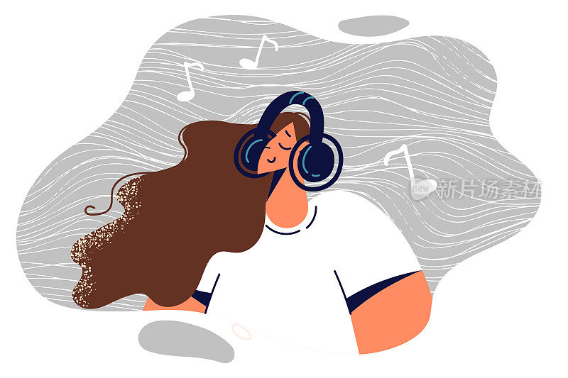 戴耳机的女人喜欢听播放列表中放松的古典音乐来恢复