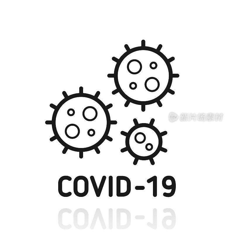 COVID-19细胞。白色背景上反射的图标