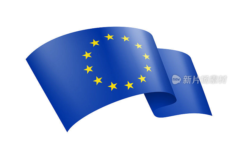 欧盟旗帜缎带。欧洲旗帜头旗。矢量股票插图