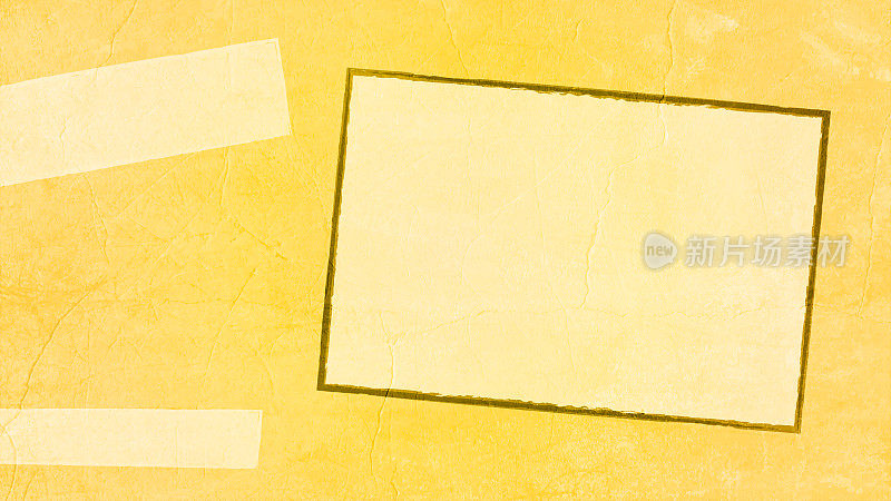 明亮的充满活力的阳光芥末黄色彩色纹理效果空白空水平矢量背景与两个较浅的颜色条纹和一个大标签模板与黑色轮廓使一个现代涂鸦