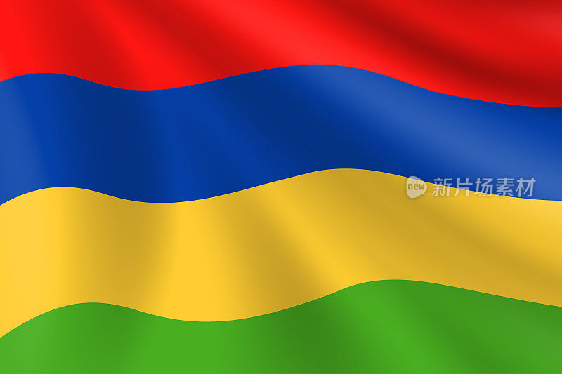 毛里求斯国旗。毛里求斯的旗帜。矢量标志背景。股票插图