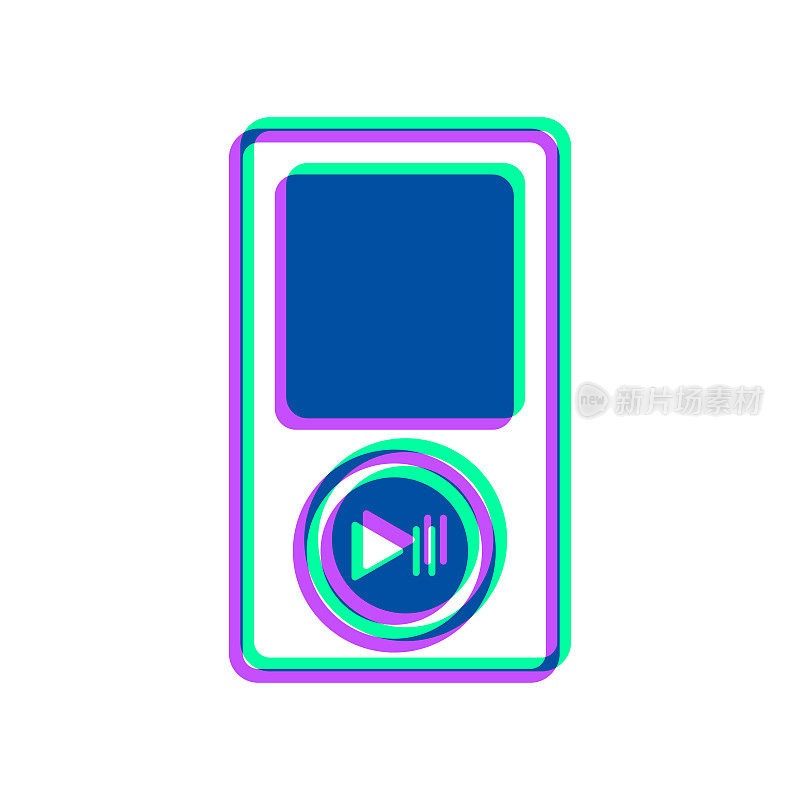 Mp3播放器。图标与两种颜色叠加在白色背景上