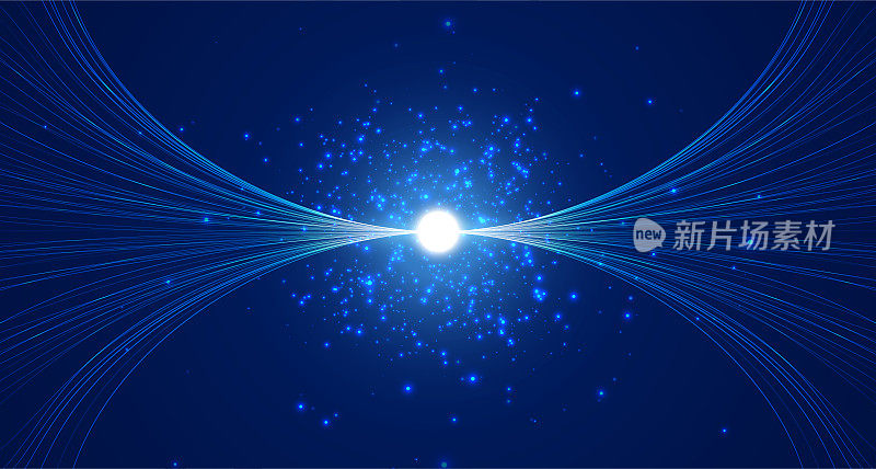 抽象的互联网线与光粒子流动。