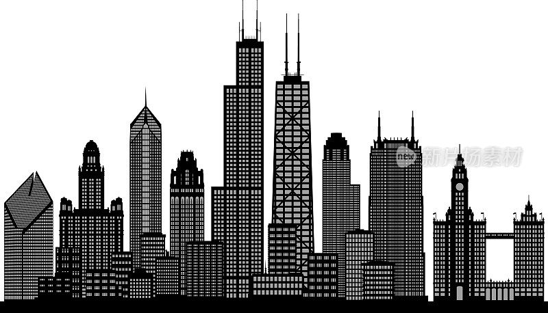 芝加哥天际线(所有建筑都是可移动的和完整的)