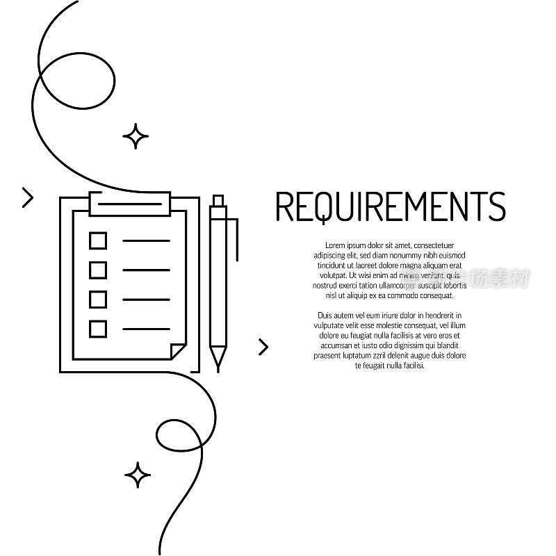 需求图标的连续线条绘制。手绘符号矢量插图。