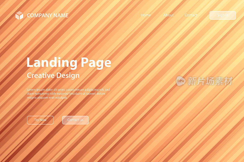 登陆页面模板-抽象设计与对角线-时髦的橙色梯度