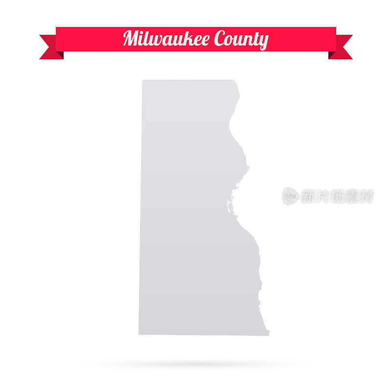 威斯康星州密尔沃基县。白底红旗地图
