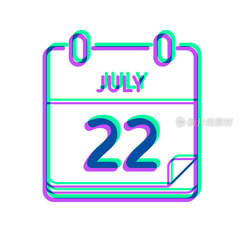 7月22日。图标与两种颜色叠加在白色背景上