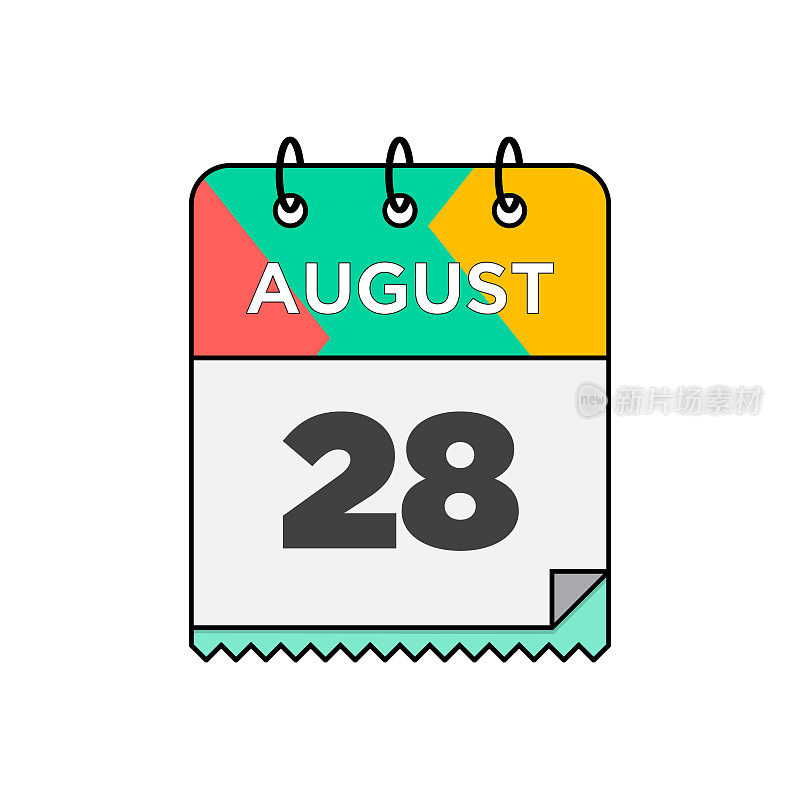 八月-每日日历图标在平面设计风格股票插图