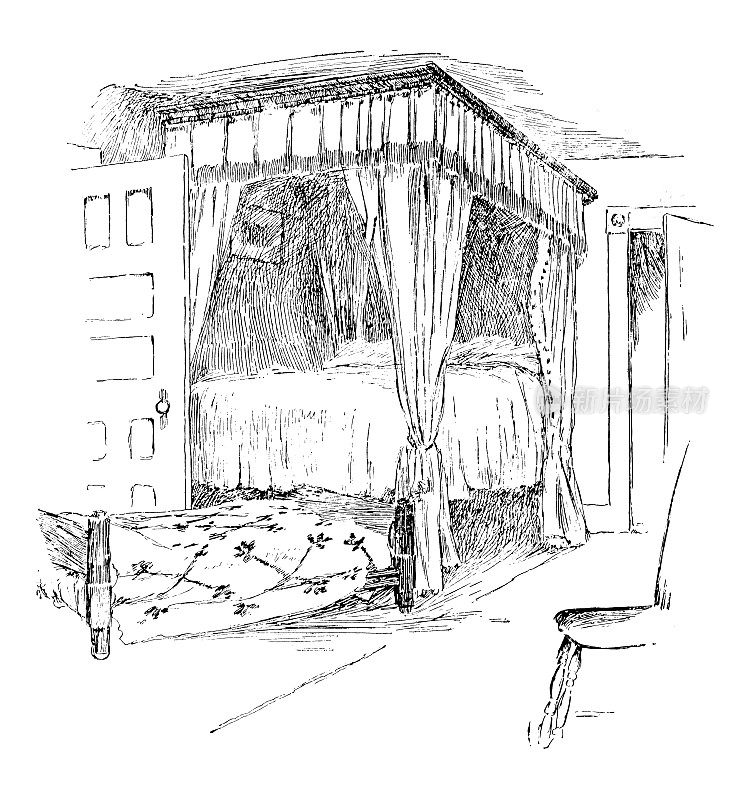 汉普顿县,马萨诸塞州的古董图像:高海报床