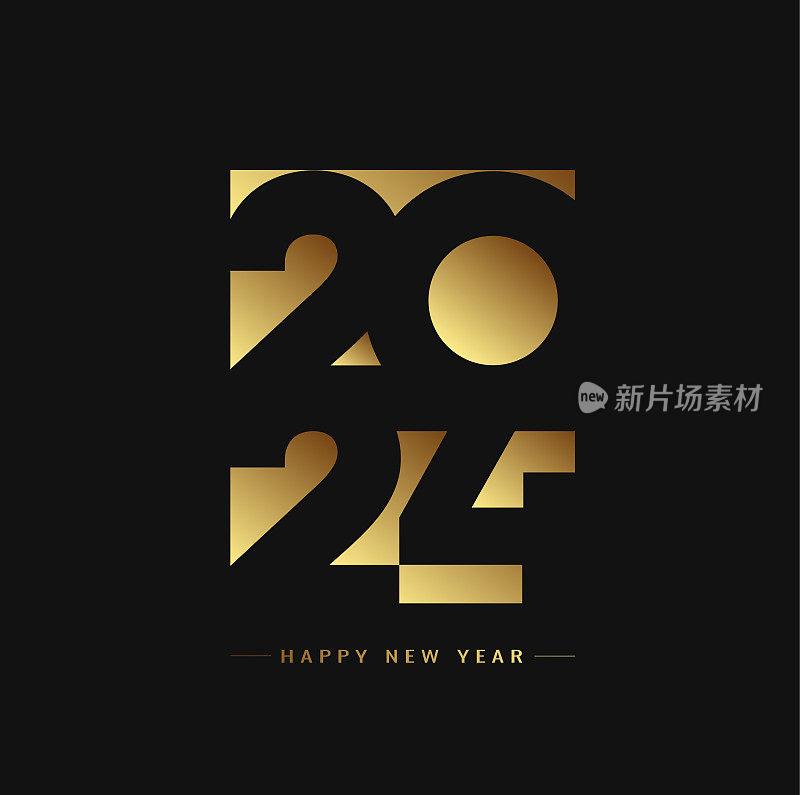 新年快乐2024金色圣诞设计模型