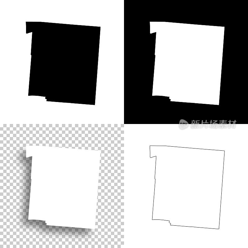 沃伦县，俄亥俄州。设计地图。空白，白色和黑色背景
