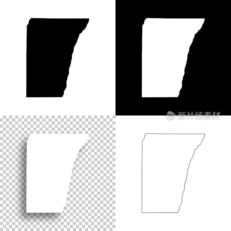威斯康星州的科旺尼县。设计地图。空白，白色和黑色背景