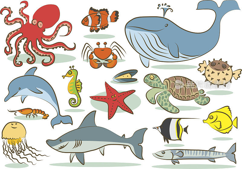 海洋动物儿童绘画