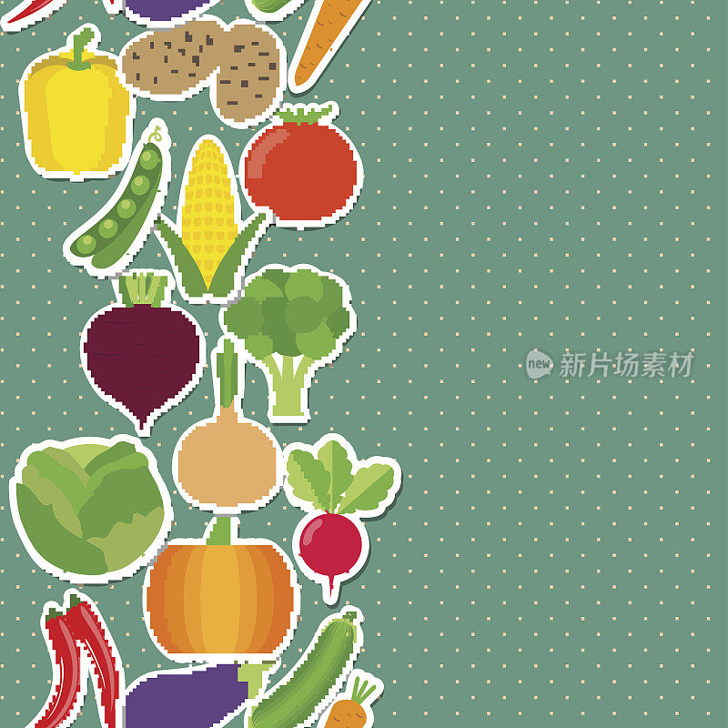 蔬菜无缝边框图案。蔬菜的形象