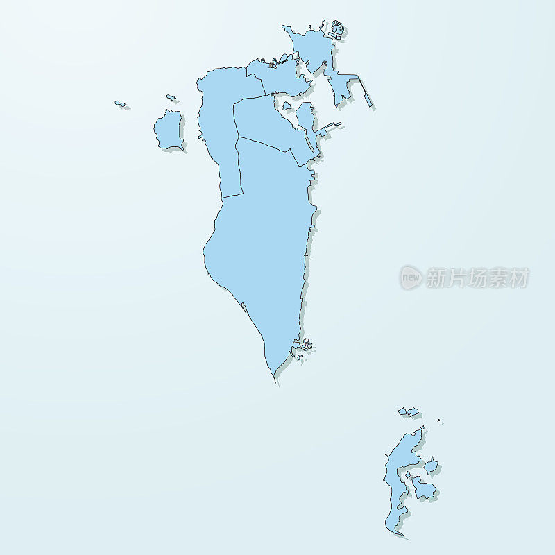 巴林蓝色地图上退化的背景矢量