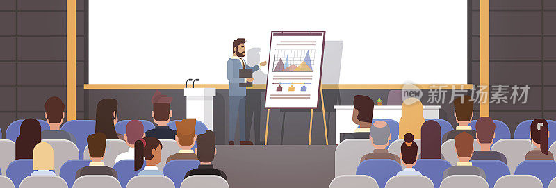 商务人士小组会议会议培训课程与图表挂图