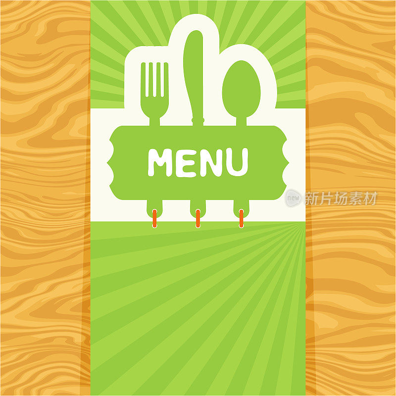 叉子，勺子和刀，标签为文本。平面设计