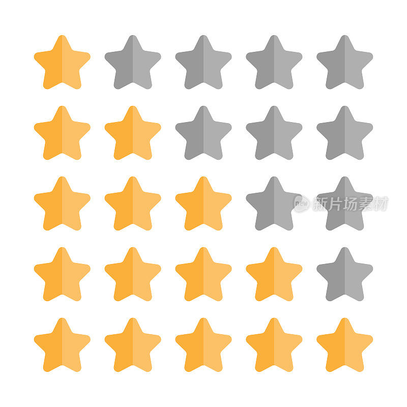 5星评级。简单的圆形，灰色和黄色