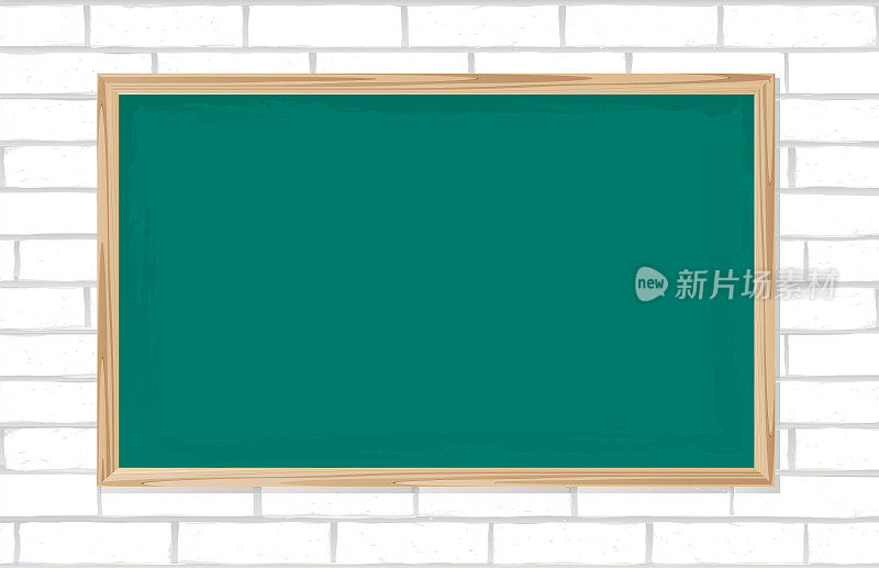 白砖背景上的绿色黑板