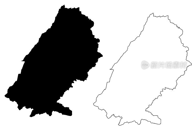 巴勒贝克-赫梅尔省(黎巴嫩共和国，黎巴嫩省)地图矢量插图，涂鸦草图巴勒贝克-赫梅尔地图