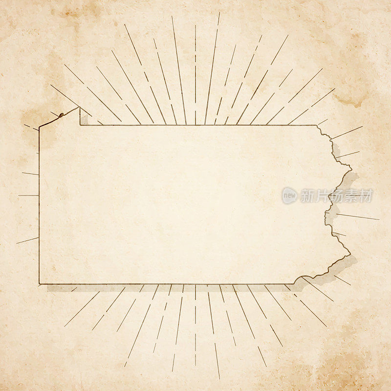 宾夕法尼亚州地图在复古风格-旧纹理纸