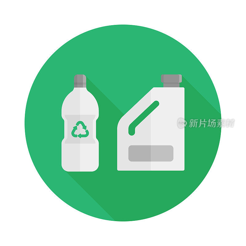 塑料废物平面图标。符号矢量插图平面设计