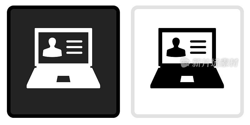 笔记本电脑和人的档案图标黑色按钮与白色翻转