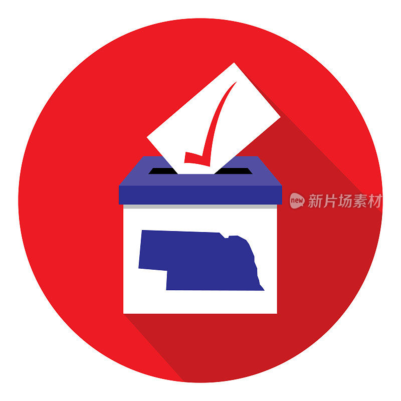 红圈内布拉斯加州投票箱图标
