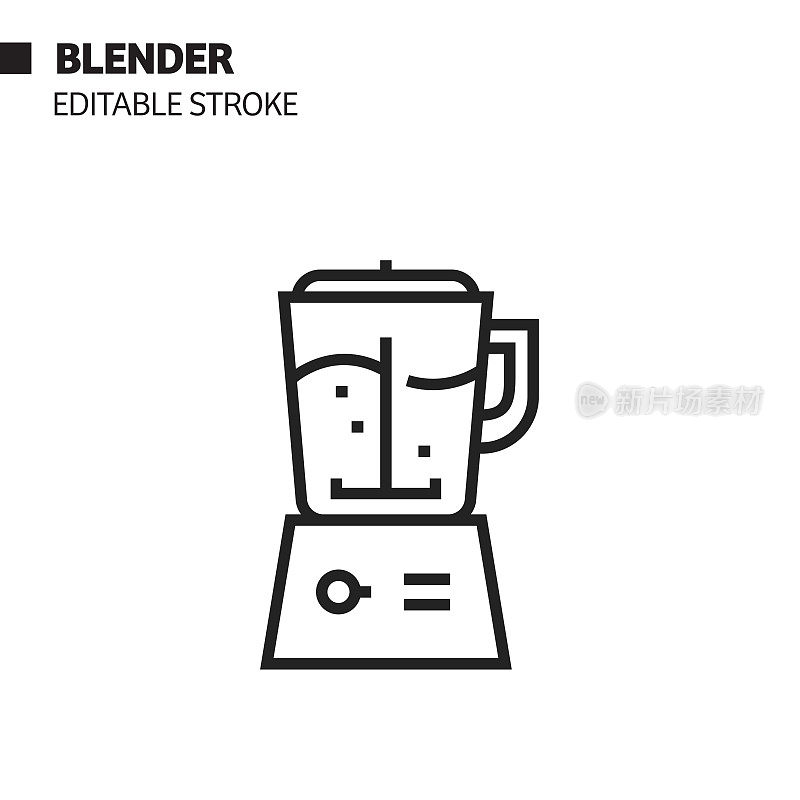 搅拌机线图标,轮廓矢量符号插图。