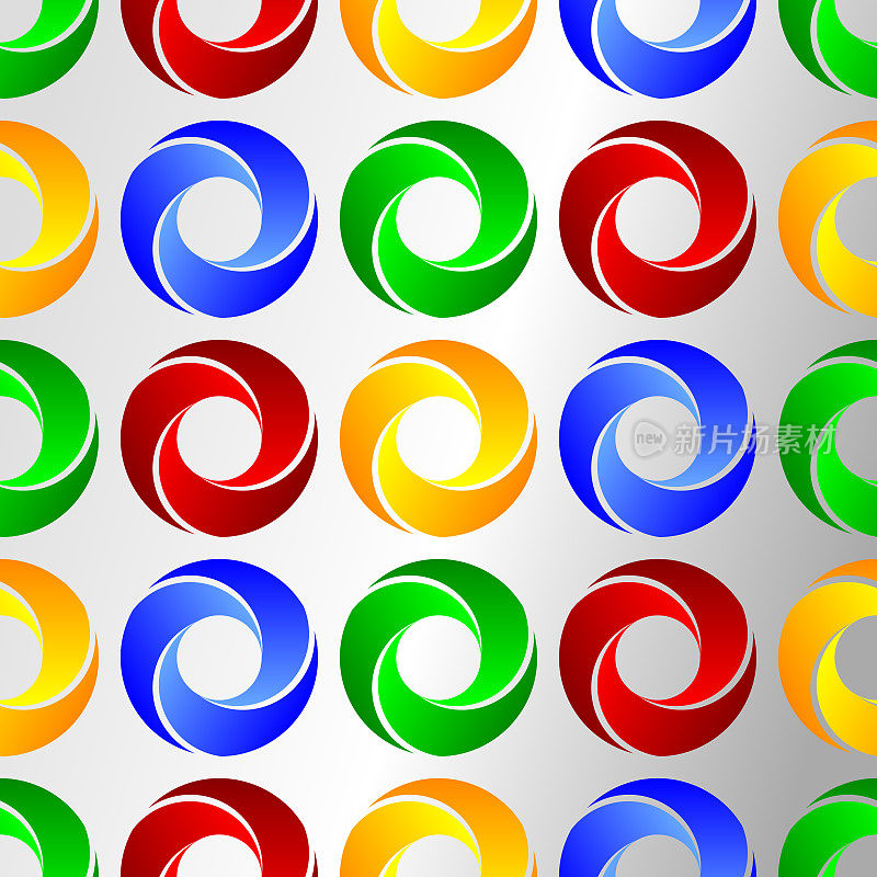 漩涡甜甜圈形状在三个颜色分开的部分