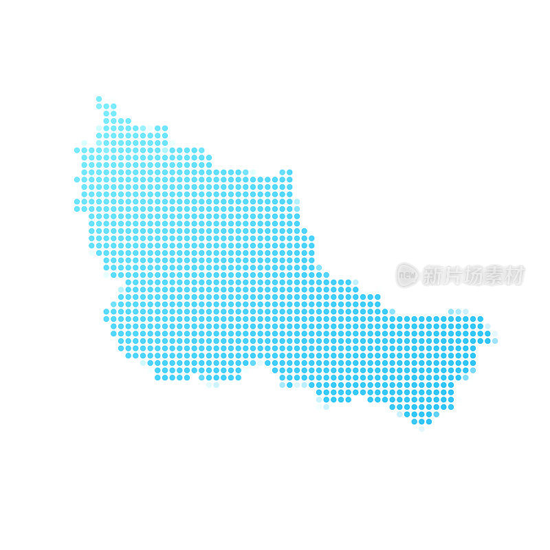 美丽岛的地图，白色背景上的蓝点