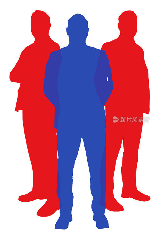 三个男人剪影与美国国家颜色