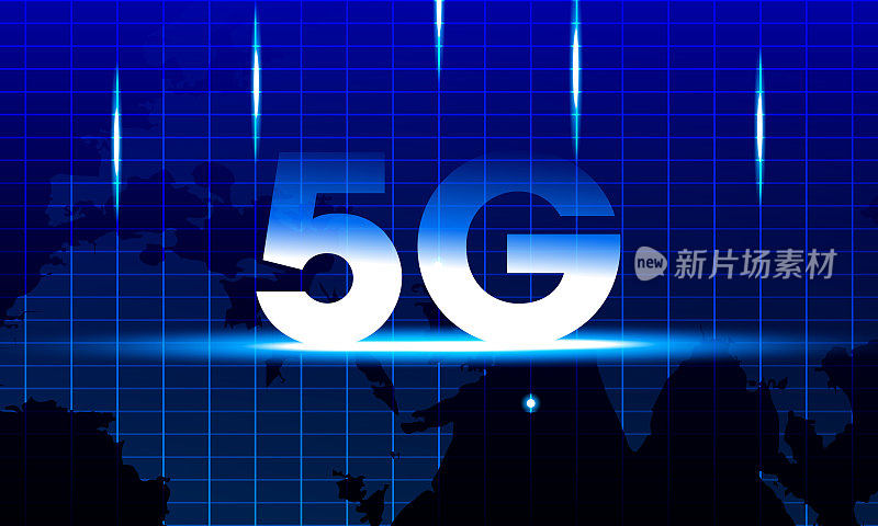 5G全球网络连接，多边形连接点背景