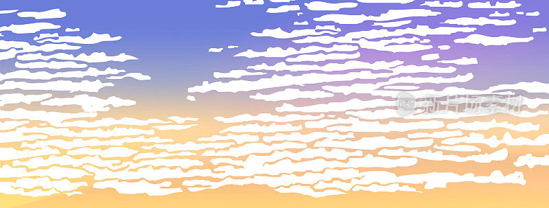 浮世绘风格的云彩和日落