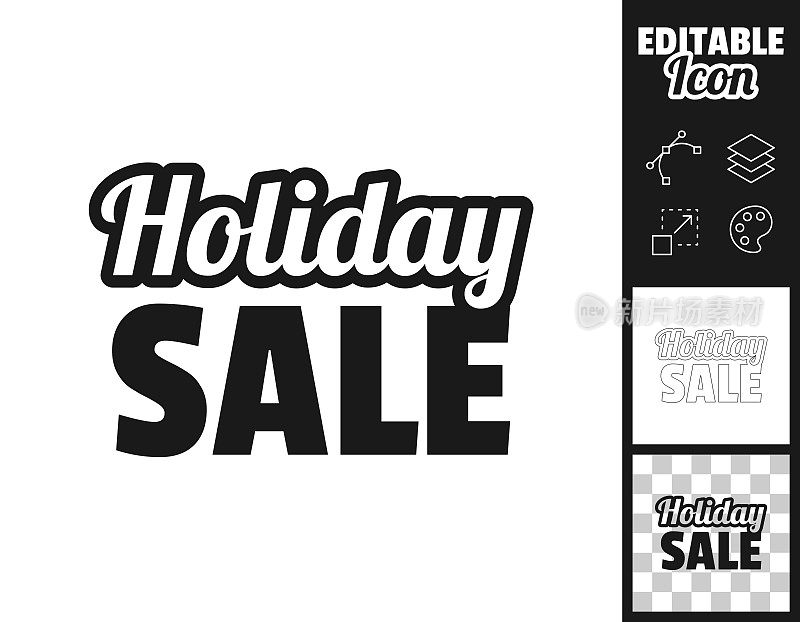 假日销售。图标设计。轻松地编辑