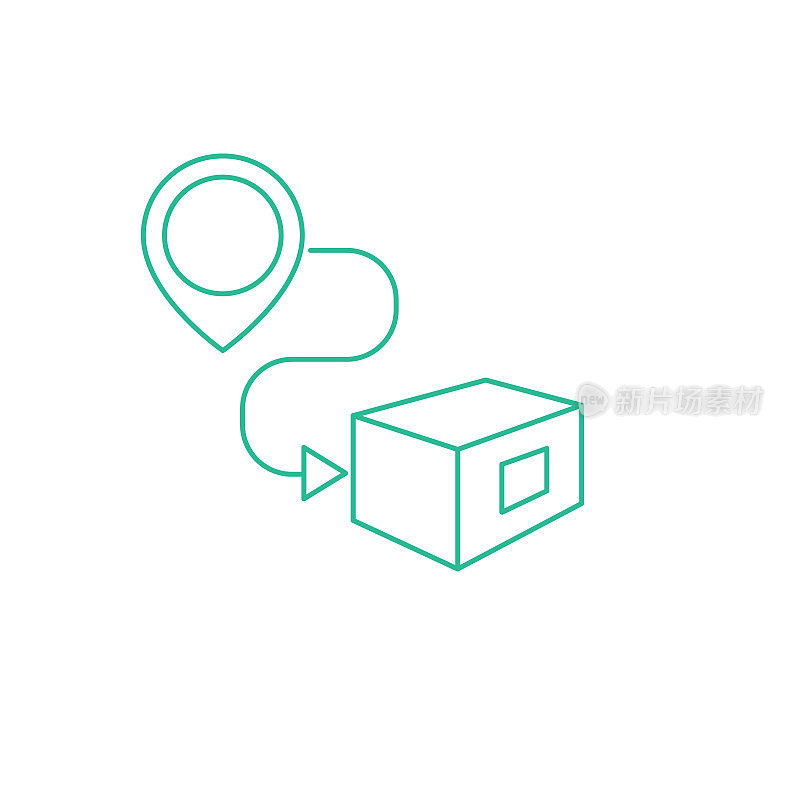 包装位置-运输和物流交付和运输薄线图标在一个透明的基础上