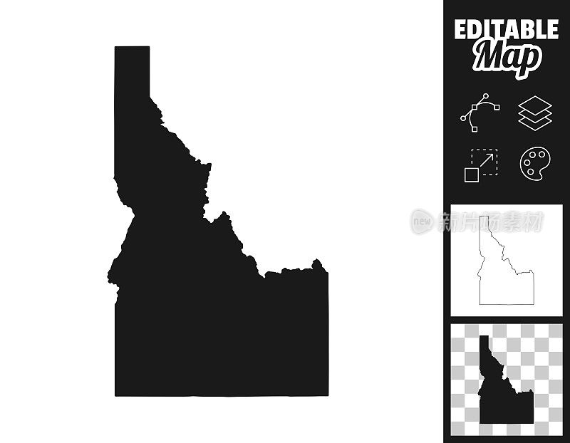 爱达荷州地图设计。轻松地编辑