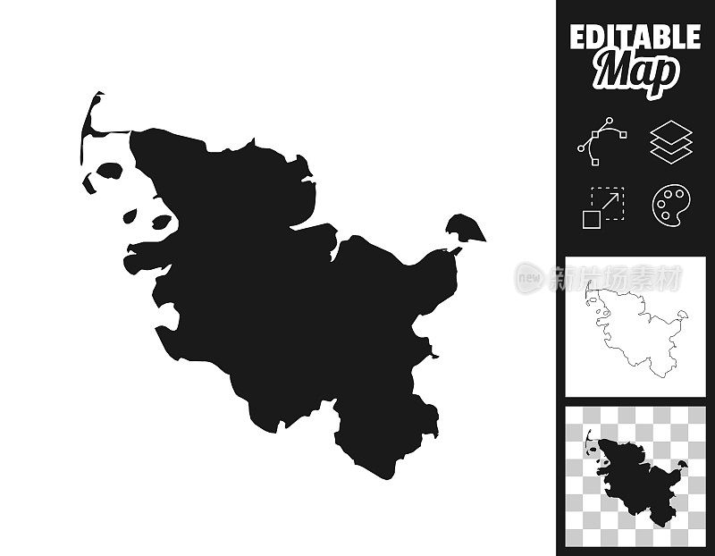 石勒苏益格-荷尔斯泰因设计地图。轻松地编辑