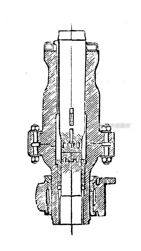 古董插图，应用力学和机器:涡轮机枢轴