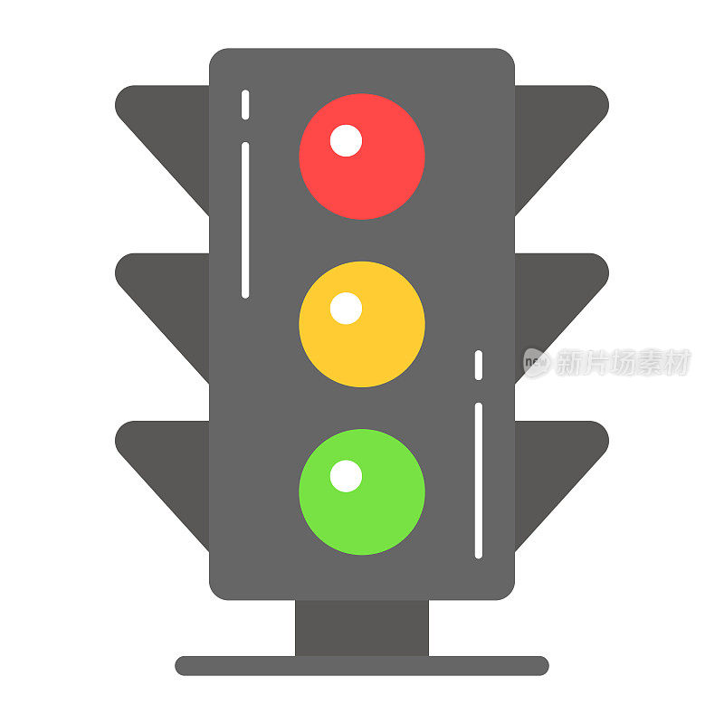 时尚风格的红绿灯图标，矢量交通信号