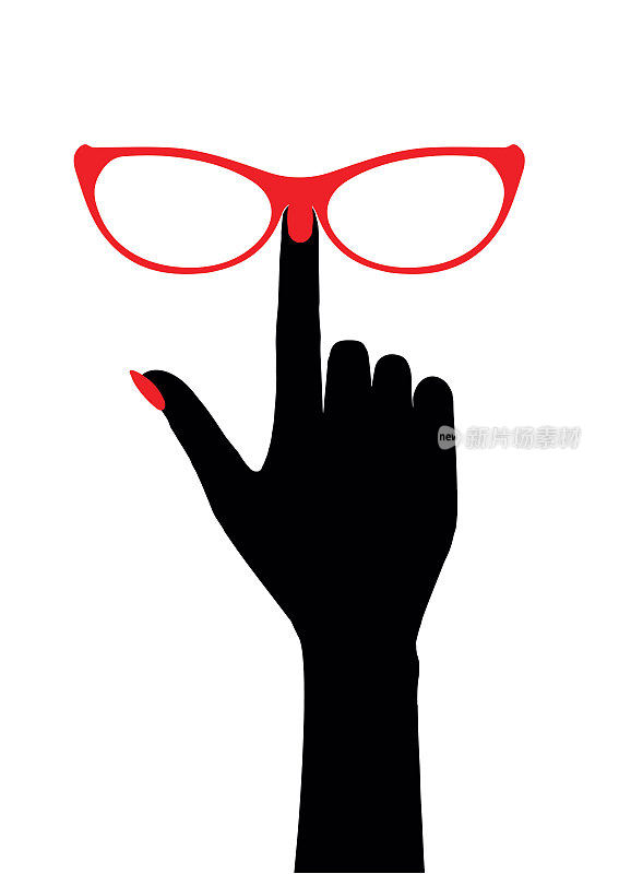 矢量图标眼镜。红框眼镜