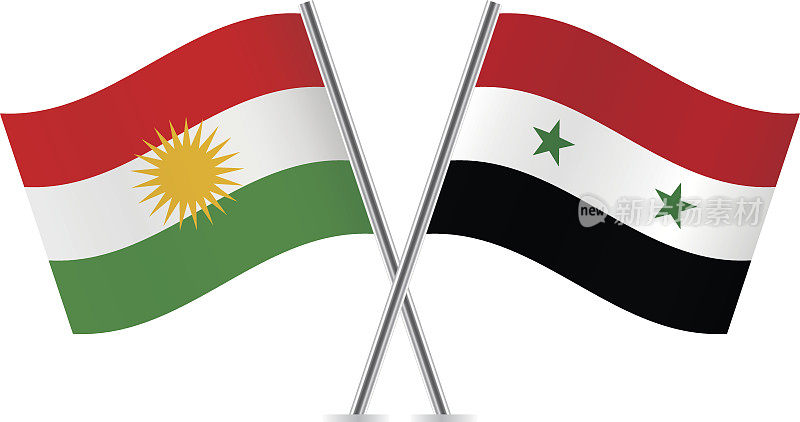 库尔德和叙利亚国旗。向量。