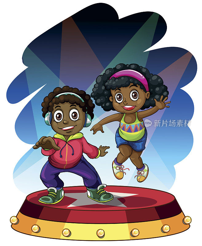非裔美国男孩和女孩在跳舞