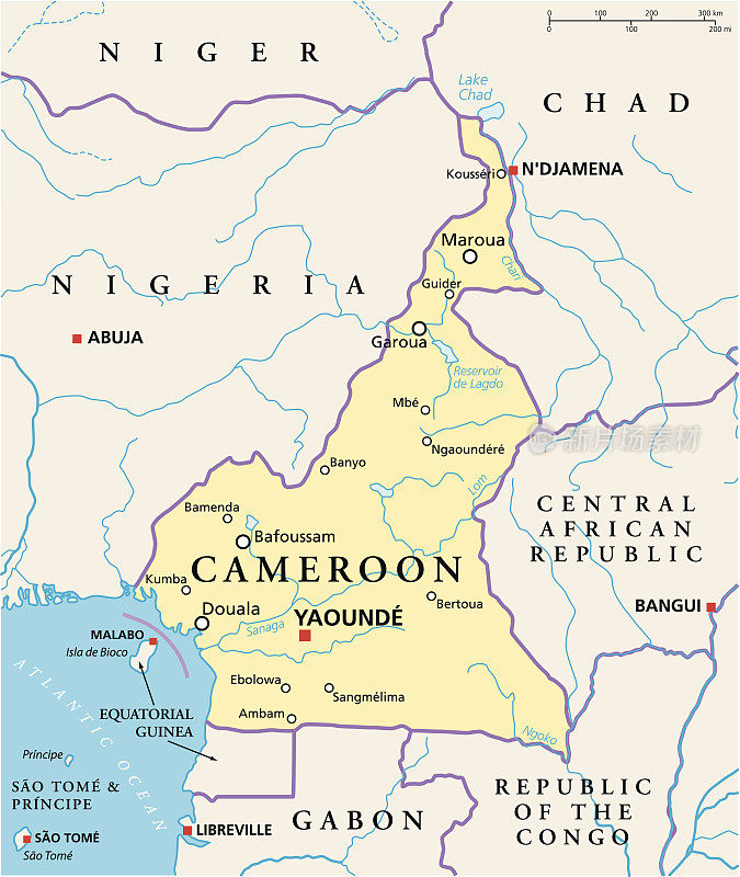 喀麦隆政治地图